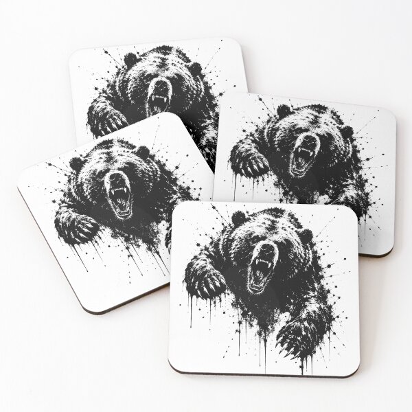 Item preview, Angry Grizzly Bear Splatter Art Illustration designed and sold by ffpdsgn.