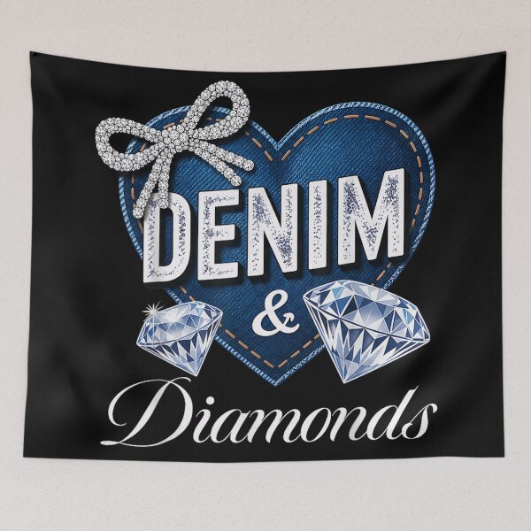 Item preview, Glamorous Denim and Diamonds Heart Graphic For Country Western Cowgirl Party designed and sold by Capisedo.