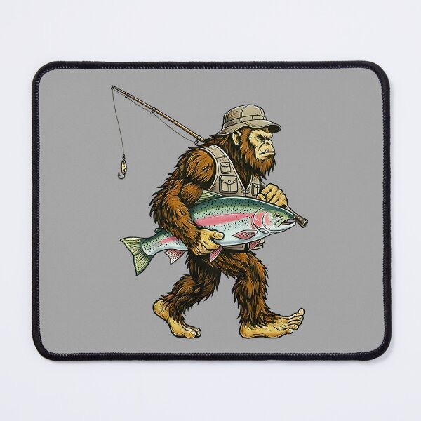 Item preview, Rainbow Trout Bigfoot Fisherman River Fishing Sasquatch designed and sold by ArleneRowe.