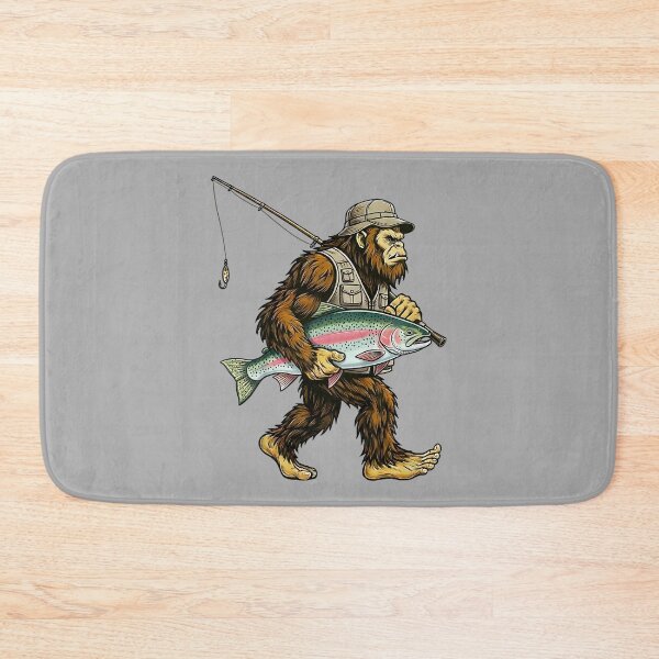 Item preview, Rainbow Trout Bigfoot Fisherman River Fishing Sasquatch designed and sold by ArleneRowe.