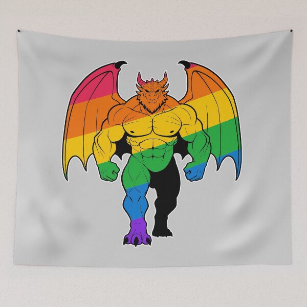 Item preview, Muscular Dragon LGBTQ Pride Scalie designed and sold by BlueBullBazaar.