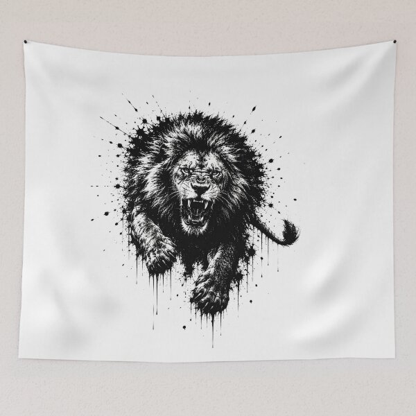 Item preview, Roaring Lion King Ink Splatter Illustration designed and sold by ffpdsgn.