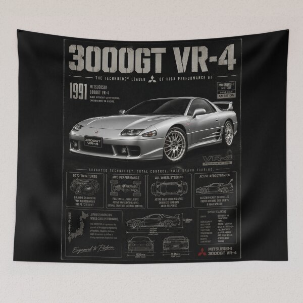 Item preview, 1991 Mitsubishi 3000GT VR-4 Twin Turbo AWD JDM Sports Car Vintage Art designed and sold by TheArtOfCar.