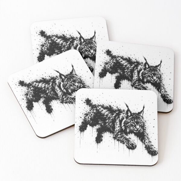 Item preview, Wild Lynx Pounce Ink Splatter Art designed and sold by ffpdsgn.