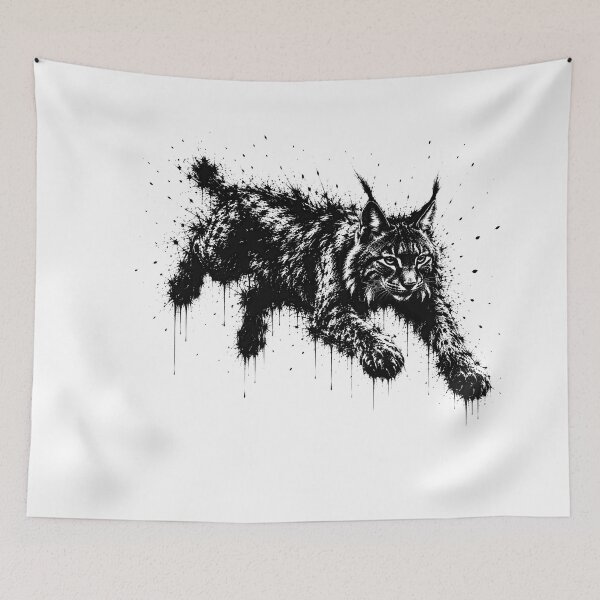 Item preview, Wild Lynx Pounce Ink Splatter Art designed and sold by ffpdsgn.