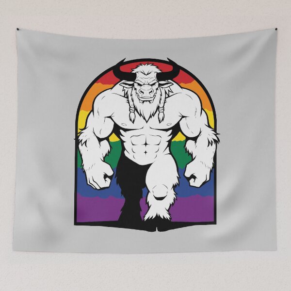 Item preview, Gay Muscle Bull LGBTQ Rainbow Portal designed and sold by BlueBullBazaar.