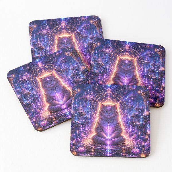 Item preview, Future Dream Escapes Astral Zen Cat Cosmic Meditation Fantasy Art designed and sold by Mindworx21.