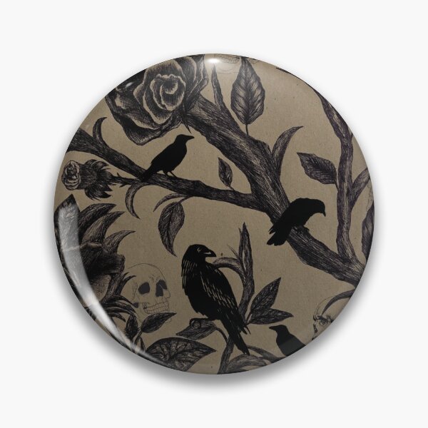 Item preview, Gothic Ravens and Roses Skull Pattern | Dark Academia Art designed and sold by Asmaa Abdul-Azim.