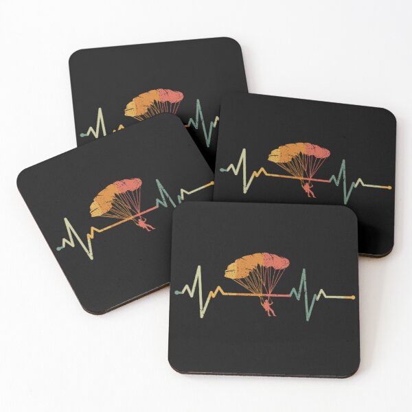 Item preview, Retro Paragliding Heartbeat EKG Pulse Line Vintage Sunset Skydiving Adventure Gift designed and sold by KrystinaGiGi.