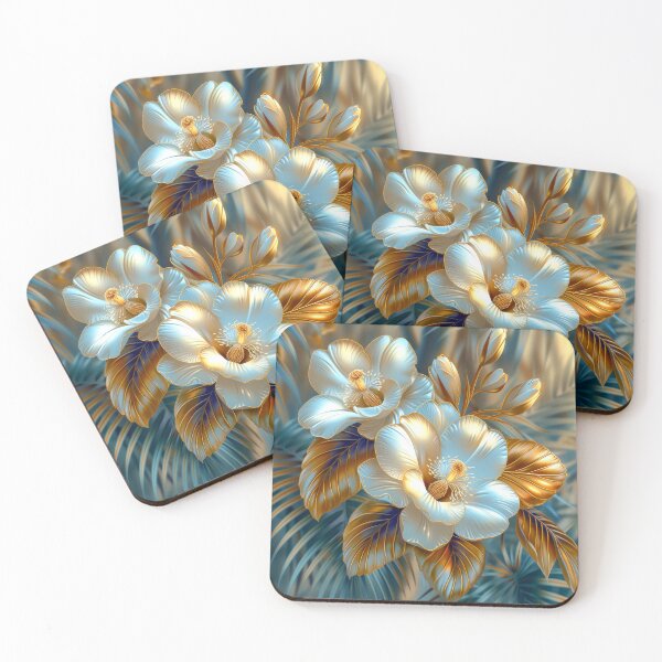 Item preview,  White Tropical Flowers and Palm Leaves designed and sold by MargaretWiktor.
