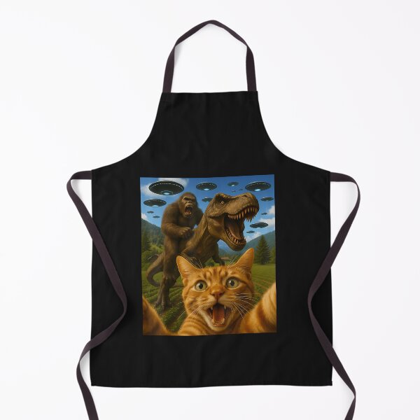 Item preview, Funny Graphic Cat Selfie with Bigfoot Riding T-rex Dinosaur designed and sold by FrankIsabel.