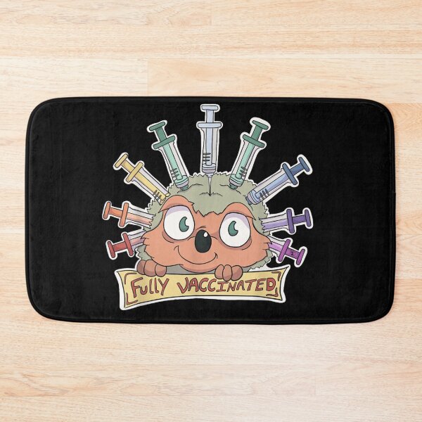 Item preview, Fully Vaccinated Hedgehog Holding Banner Colorful Syringe Health Protection Awareness Art designed and sold by KrystinaGiGi.