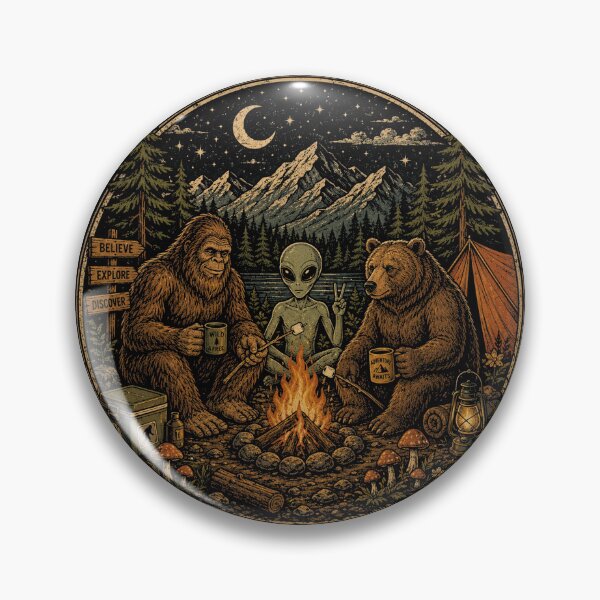 Item preview, Campfire Friends Retro Bigfoot Alien Bear  designed and sold by will freed18.