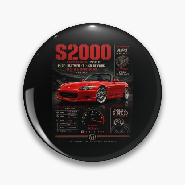 Item preview, 2000 Honda S2000 AP1 F20C VTEC 9000 RPM JDM Roadster Vintage Art designed and sold by TheArtOfCar.