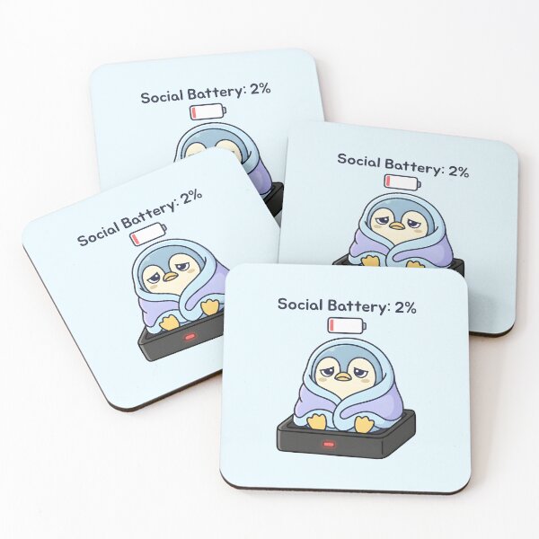 Item preview, ocial Battery 2 Percent Low Energy Kawaii Penguin designed and sold by dreephic22.