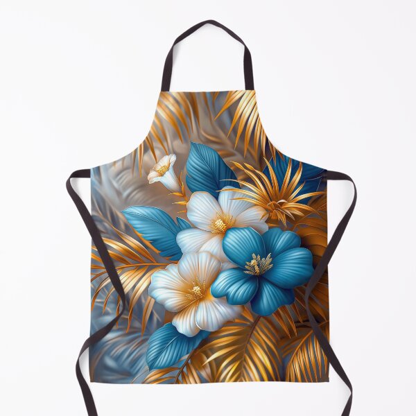 Item preview, Golden Blue Tropical Flowers and Palm Leaves designed and sold by MargaretWiktor.