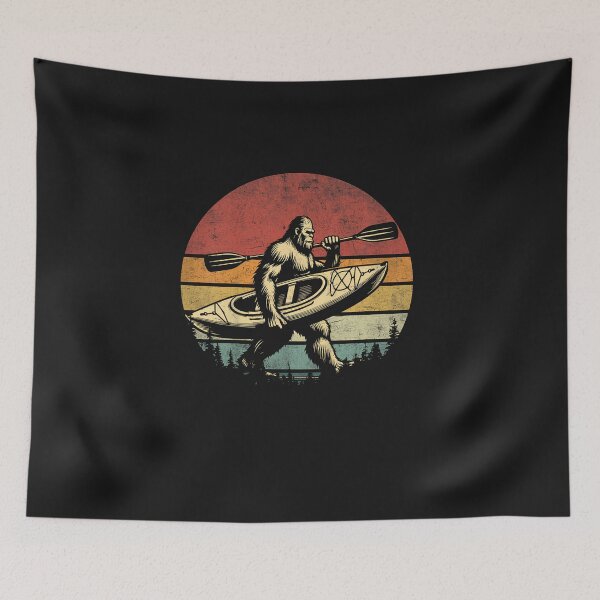 Item preview, Funny Retro Bigfoot Kayaking Cool Vintage Sasquatch Kayaking , Small, Black designed and sold by FrankIsabel.