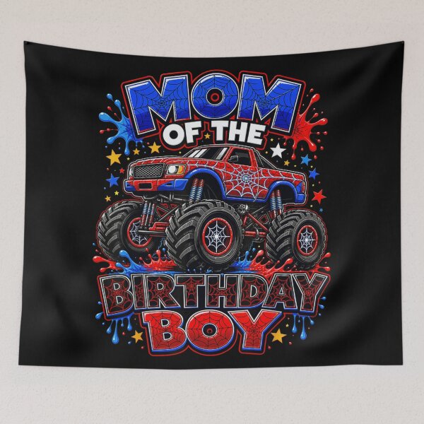 Item preview, Mom Of The Birthday Boy Spider Monster Truck Hero Theme Party Gift designed and sold by Daisy Grimes.