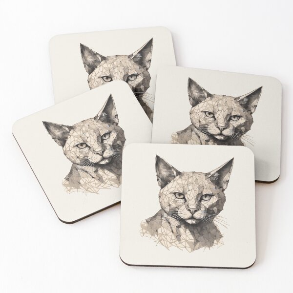 Item preview, Geometric Mosaic Cat – Modern Pet Art designed and sold by Tklezardesigns.