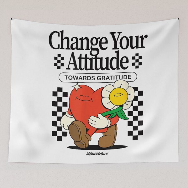 Item preview, Change Your Attitude Towards Gratitude Retro Heart And Flower Positive Mental Health designed and sold by Chaya Reid.