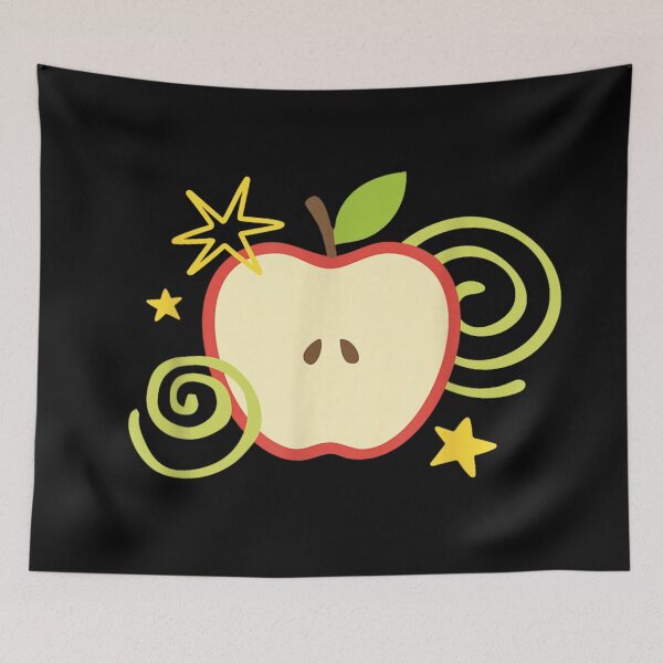 Item preview, Healthy Red Apple Fruit Slice With Yellow Stars And Green Swirls Art designed and sold by Chaya Reid.