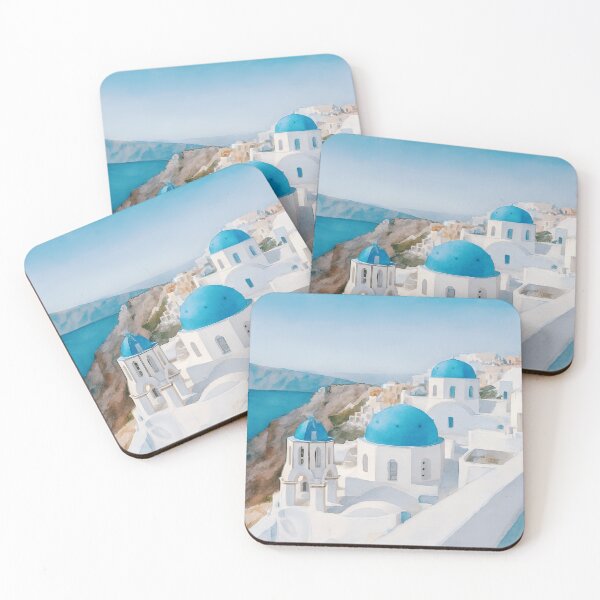 Item preview, Santorini, Greece, with blue domes and white buildings designed and sold by Sasas Design.