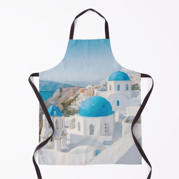 Item preview, Santorini, Greece, with blue domes and white buildings designed and sold by Sasas Design.