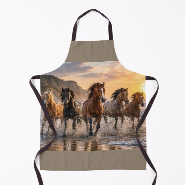 Item preview, Wild Horses Running on the Beach – Western Sunset Horse Artwork designed and sold by QuarterHorseArt by Just my Studio.