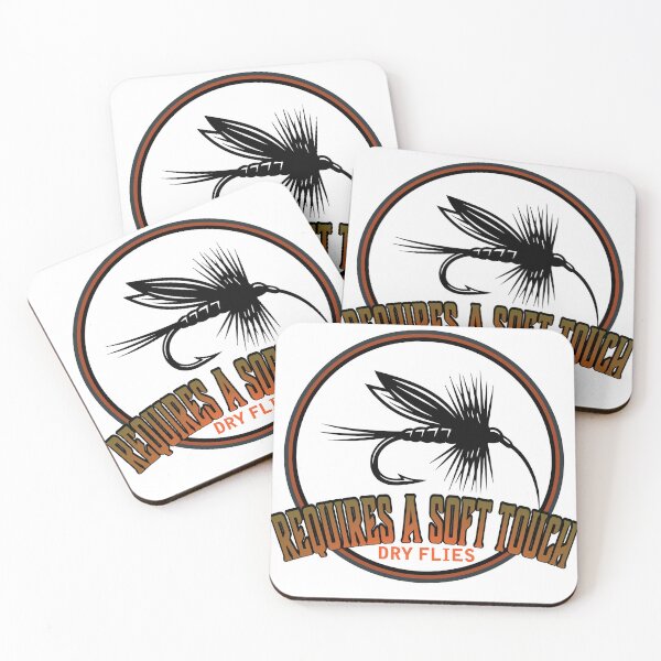 Item preview, Fly fishing patch style illustration "Requires a soft touch (dry flies)" designed and sold by Art-Horizon.