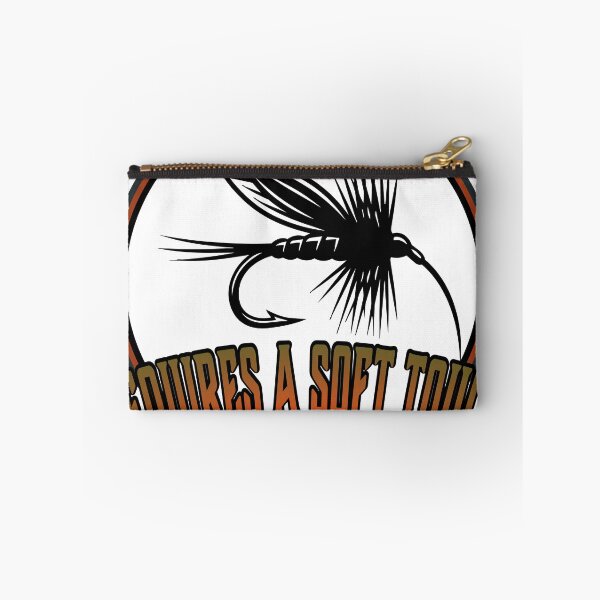 Item preview, Fly fishing patch style illustration "Requires a soft touch (dry flies)" designed and sold by Art-Horizon.