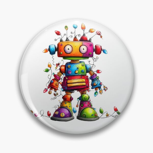Item preview, Rainbow Christmas Whimsical Robot With Holiday Lights Art designed and sold by DEC02.