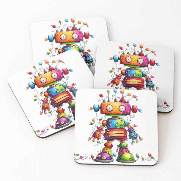 Item preview, Rainbow Christmas Whimsical Robot With Holiday Lights Art designed and sold by DEC02.