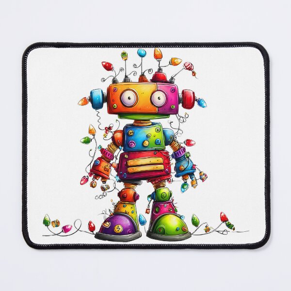 Item preview, Rainbow Christmas Whimsical Robot With Holiday Lights Art designed and sold by DEC02.