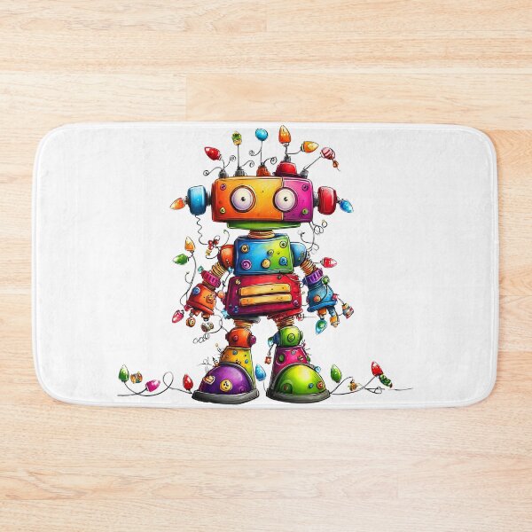 Item preview, Rainbow Christmas Whimsical Robot With Holiday Lights Art designed and sold by DEC02.