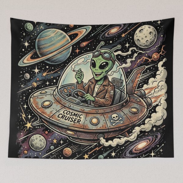 Item preview, Smoking Alien UFO designed and sold by ALL ART .