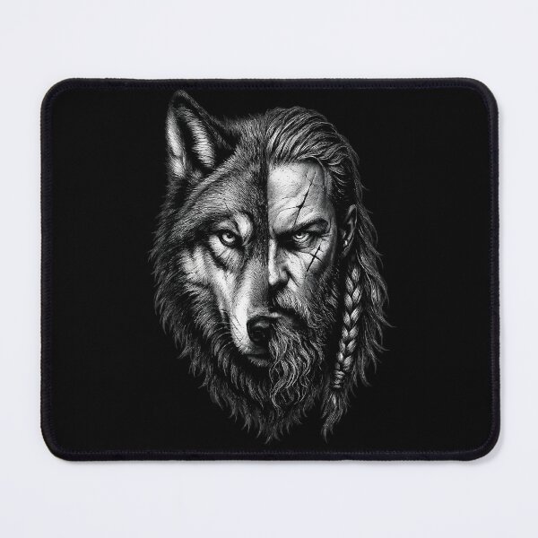 Item preview, Wolf Within – Viking Warrior Split Face Tattoo Design designed and sold by MarketWolf.