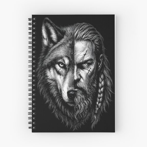 Item preview, Wolf Within – Viking Warrior Split Face Tattoo Design designed and sold by MarketWolf.