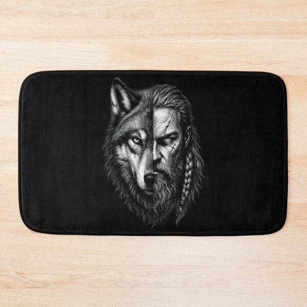 Item preview, Wolf Within – Viking Warrior Split Face Tattoo Design designed and sold by MarketWolf.