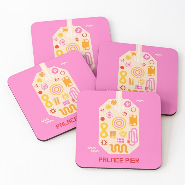 Item preview, brighton palace pier from above abstract shapes pink  designed and sold by zillahdee.