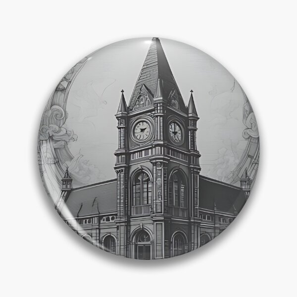 Item preview, Gothic Clock Tower Architecture Patch, Victorian Dark Academia Engraving designed and sold by DarkOriginArts.