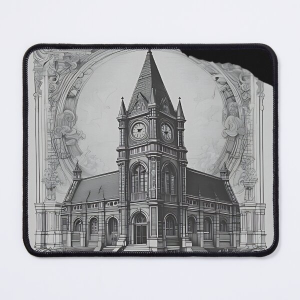 Item preview, Gothic Clock Tower Architecture Patch, Victorian Dark Academia Engraving designed and sold by DarkOriginArts.