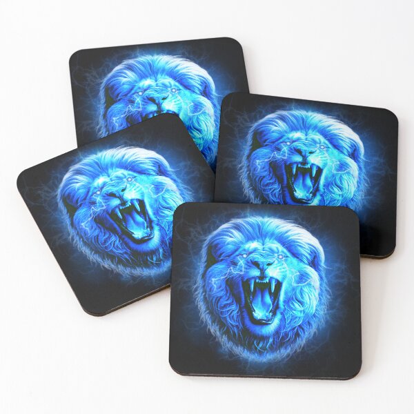 Item preview, Neon Blue Lightning Lion Dark Aesthetic Artwork designed and sold by StyleBloomes.