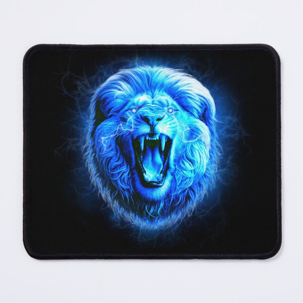 Item preview, Neon Blue Lightning Lion Dark Aesthetic Artwork designed and sold by StyleBloomes.