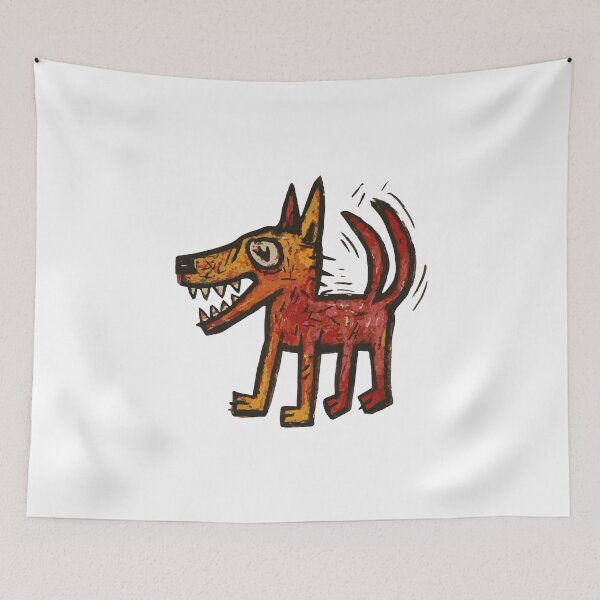 Item preview, Happy Dog with Two Tails - Gritty Street Art Style designed and sold by Lifer Art and Design.