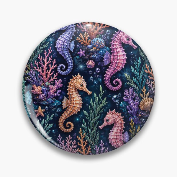 Item preview, Colourful Seahorse Coral Reef Fantasy Pattern Artwork designed and sold by ArtComixHaven.