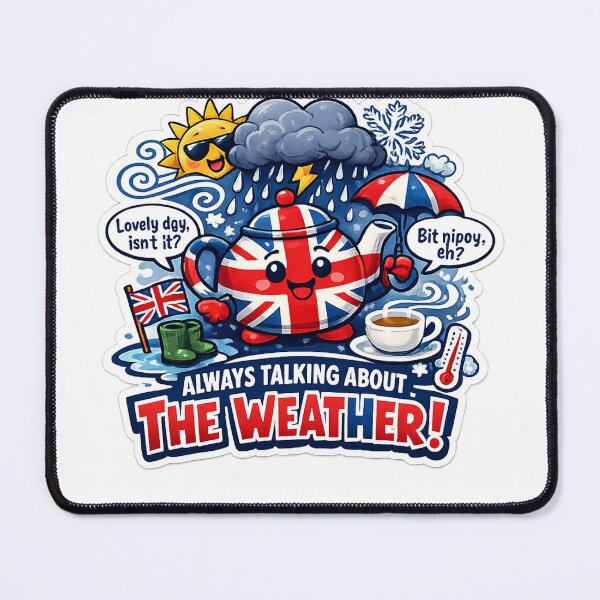 Item preview, Always Talking About the Weather Funny British Design – UK Tea & Rain Humour designed and sold by GarnerSupplyCo.