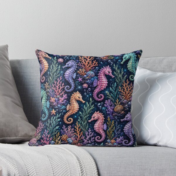 Item preview, Colourful Seahorse Coral Reef Fantasy Pattern Artwork designed and sold by ArtComixHaven.
