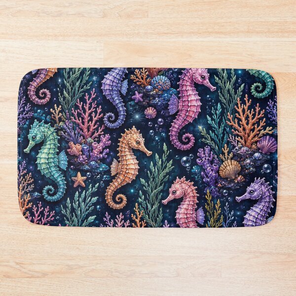 Item preview, Colourful Seahorse Coral Reef Fantasy Pattern Artwork designed and sold by ArtComixHaven.