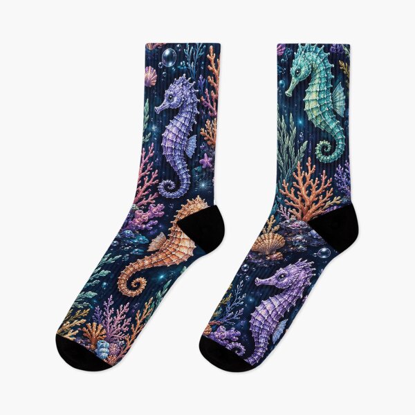 Item preview, Colourful Seahorse Coral Reef Fantasy Pattern Artwork designed and sold by ArtComixHaven.