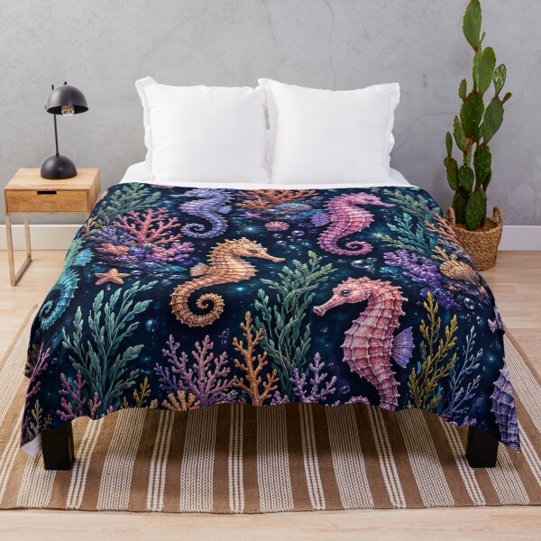 Item preview, Colourful Seahorse Coral Reef Fantasy Pattern Artwork designed and sold by ArtComixHaven.